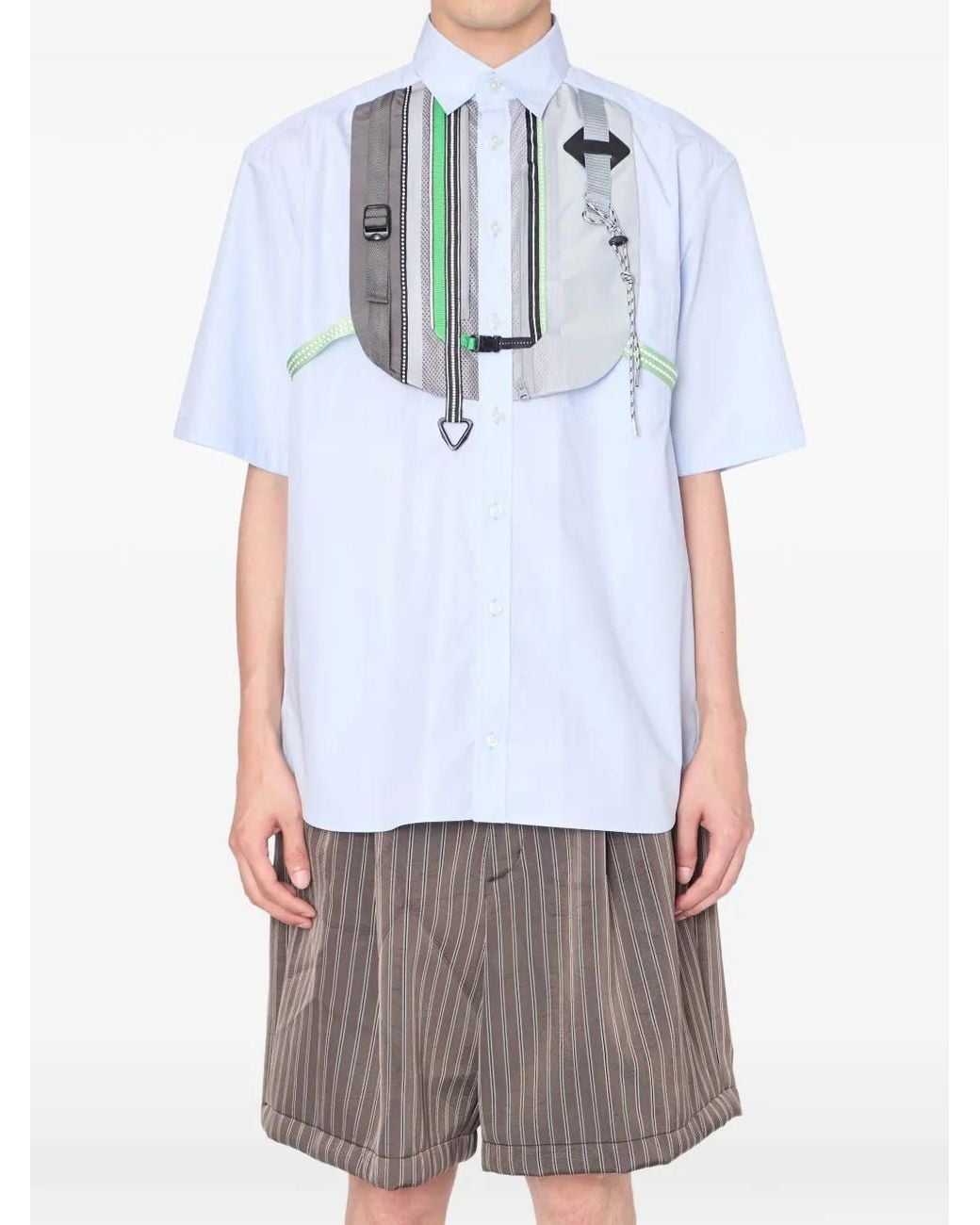 Kolor White Bib Short-Sleeve Shirt for men