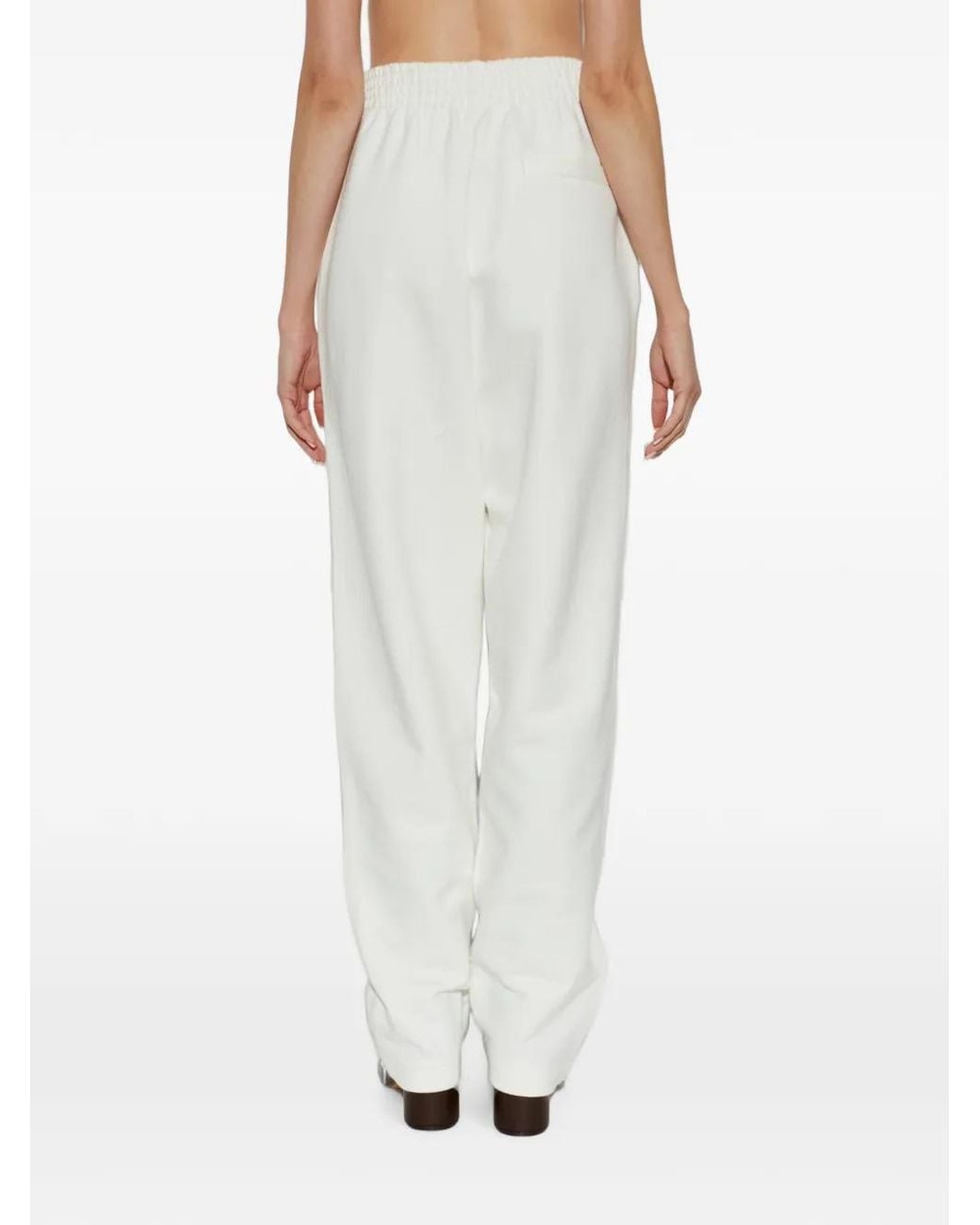 The Mannei White Logo-Embroidered Elasticated-Waist Track Pants