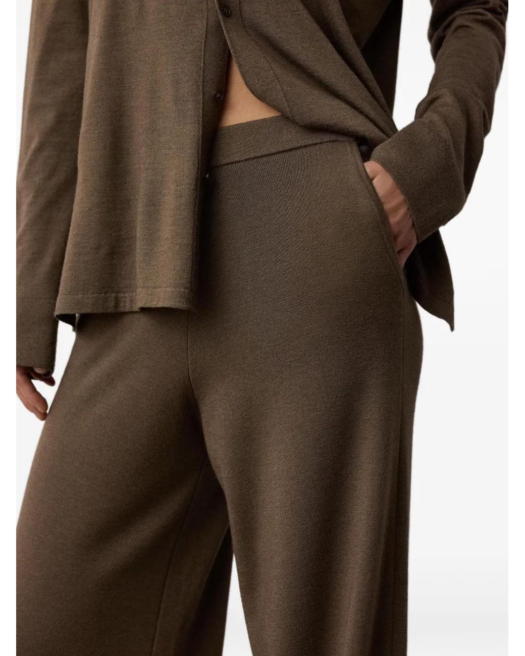 Ralph Lauren Brown Francesca Fine-Knit Wide-Leg Trousers