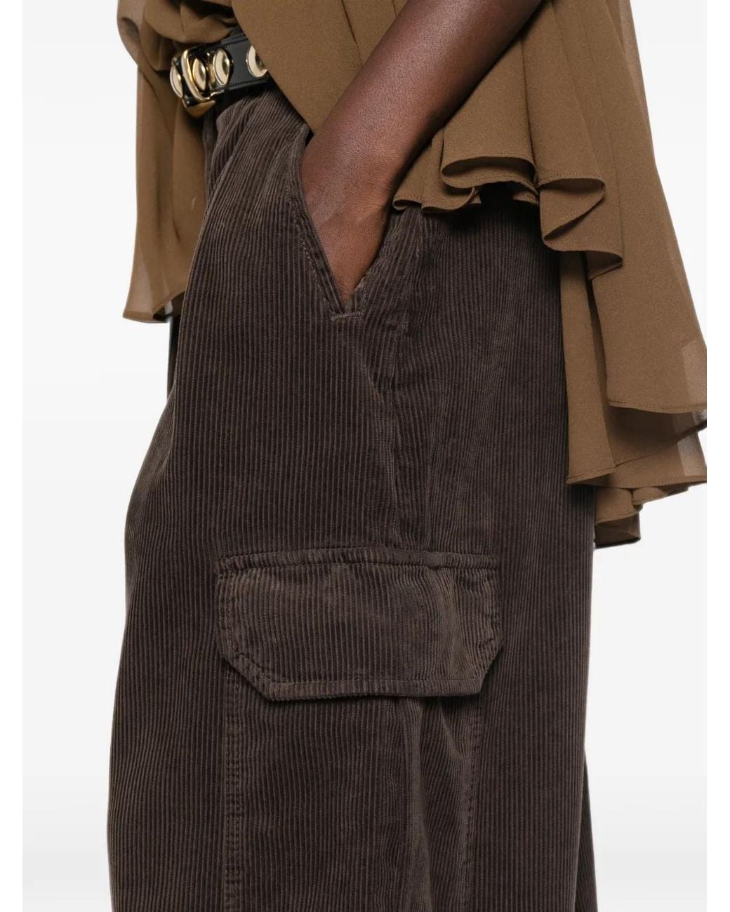 FRONT STREET 8 Gray Corduroy-Effect Cargo Pants