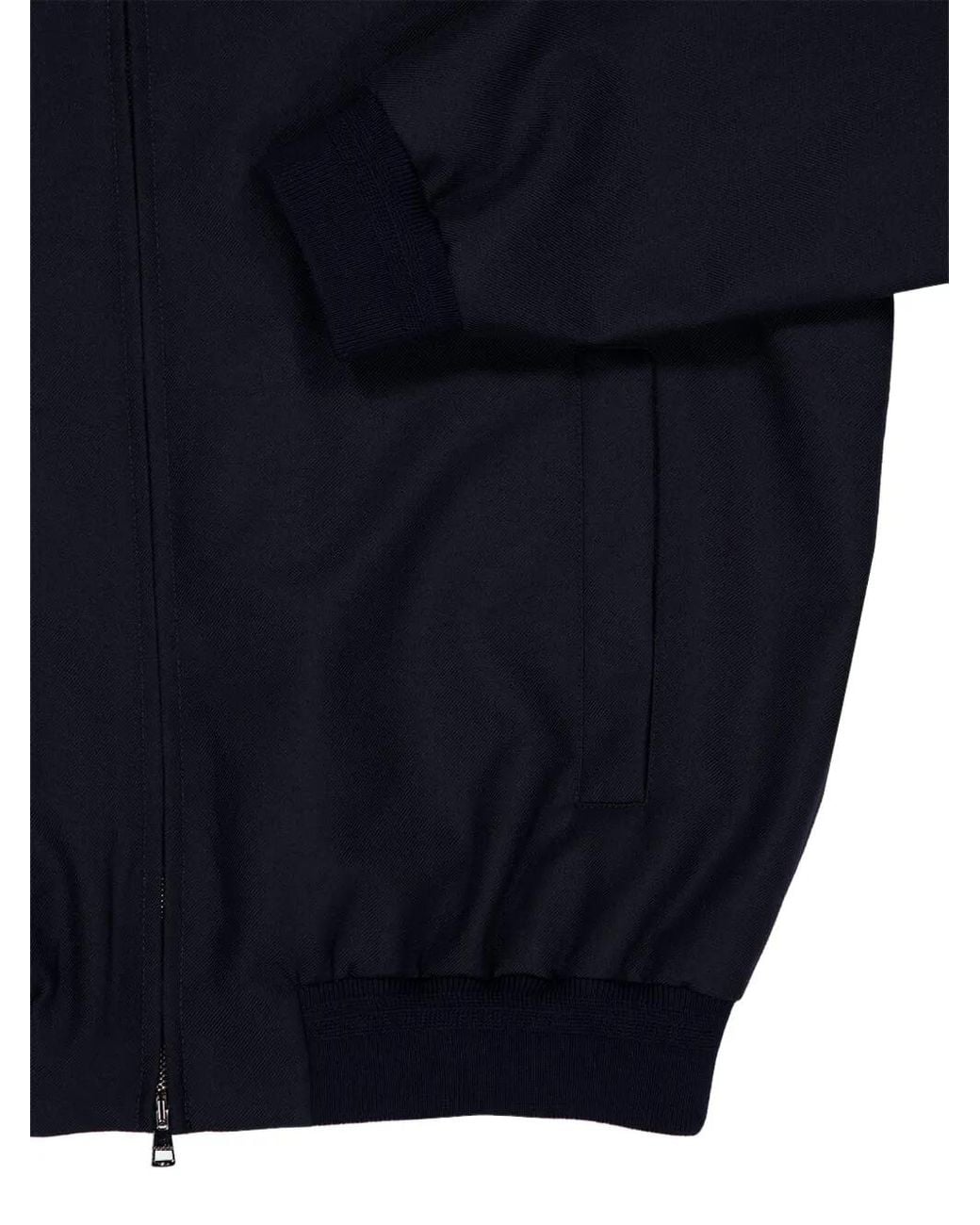 Gucci Blue Wool Twill Zip Jacket With Logo Detail for men