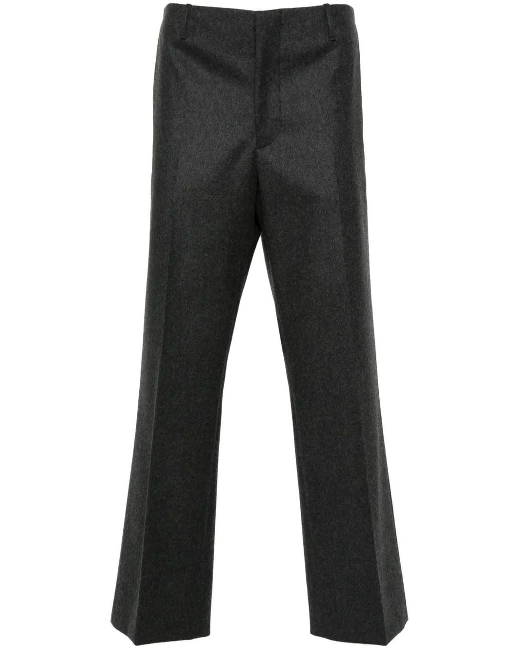 Prada Flanellen Wollen Straight Broek in het Black