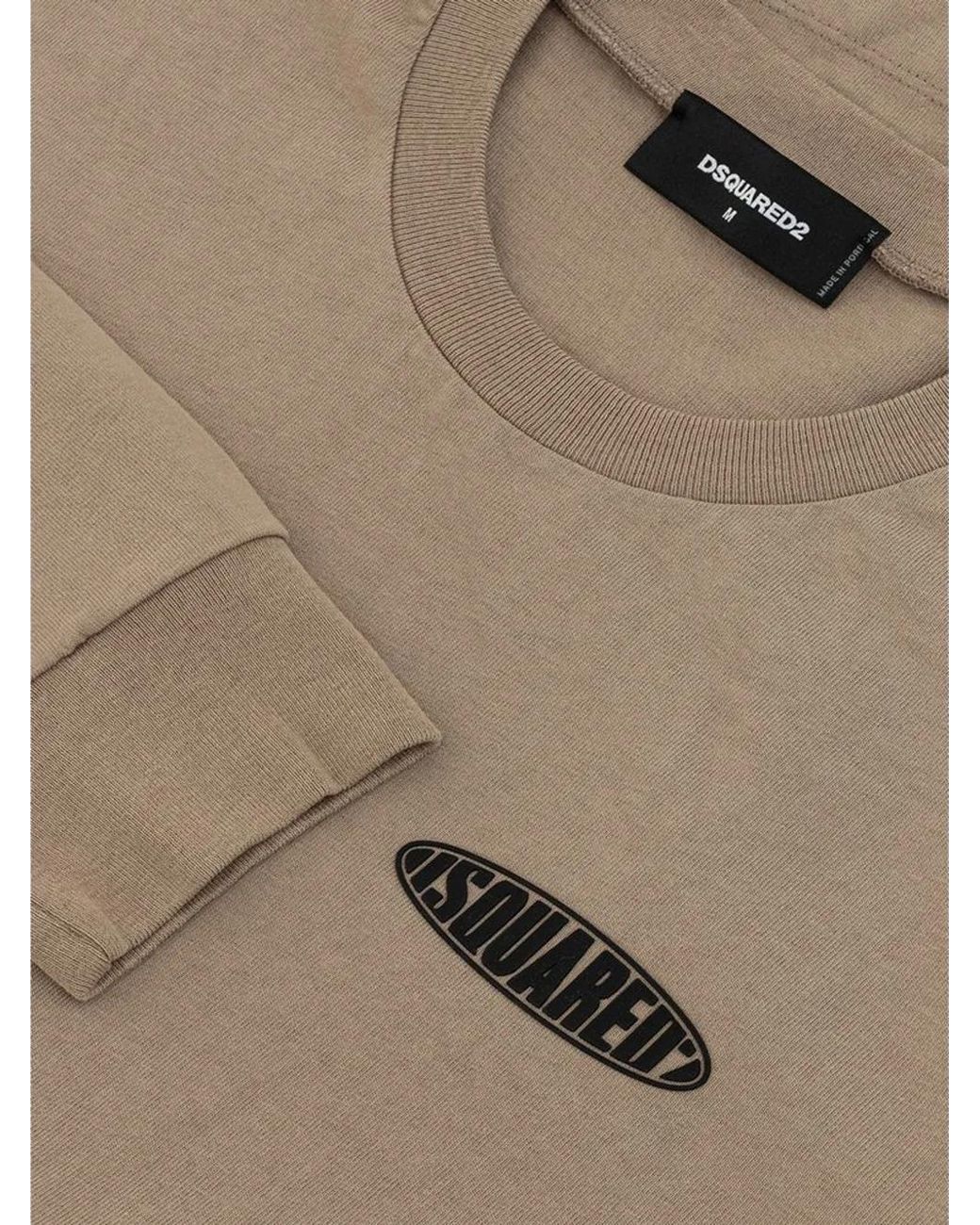DSquared² Natural Logo-Print Kangaroo-Pocket T-Shirt for men