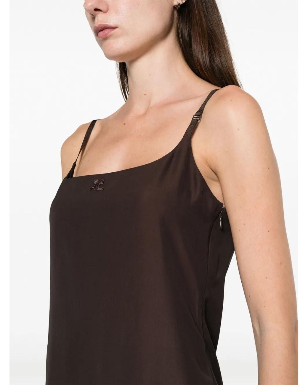 Courreges Black Logo-Embroidered Slip Minidress