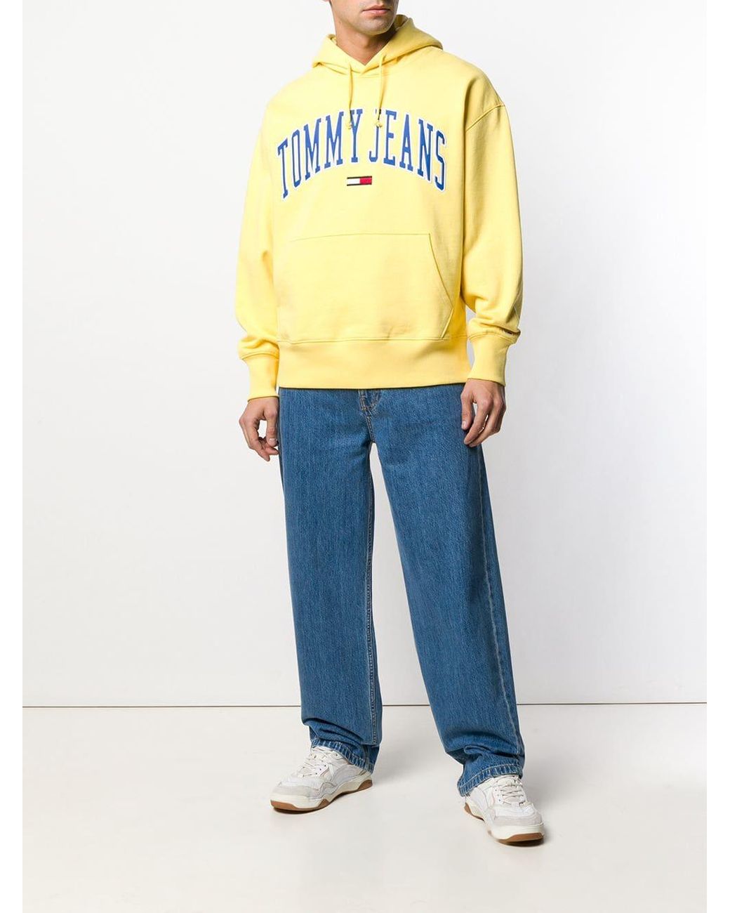 Tommy Hilfiger Logo Hooded Sweatshirt in Yellow for Men | Lyst