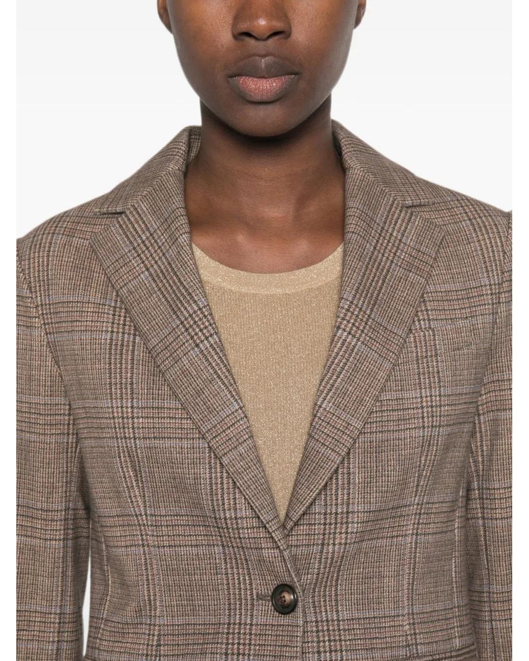 Circolo 1901 Brown Check-Print Single-Breasted Blazer