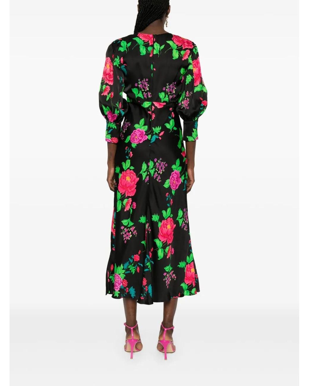 Nissa Green Printed Midi Dress
