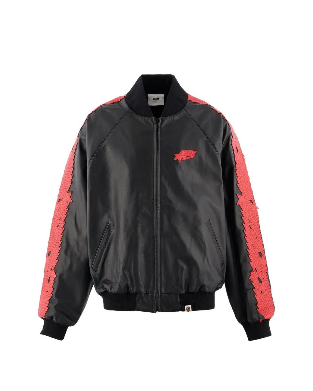 SAINT Mxxxxxx Black X Bape Logo-Patch Track Jacket for men