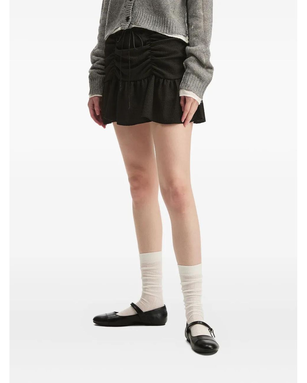 B+ AB Black Ruffle-Hem Mini Skirt