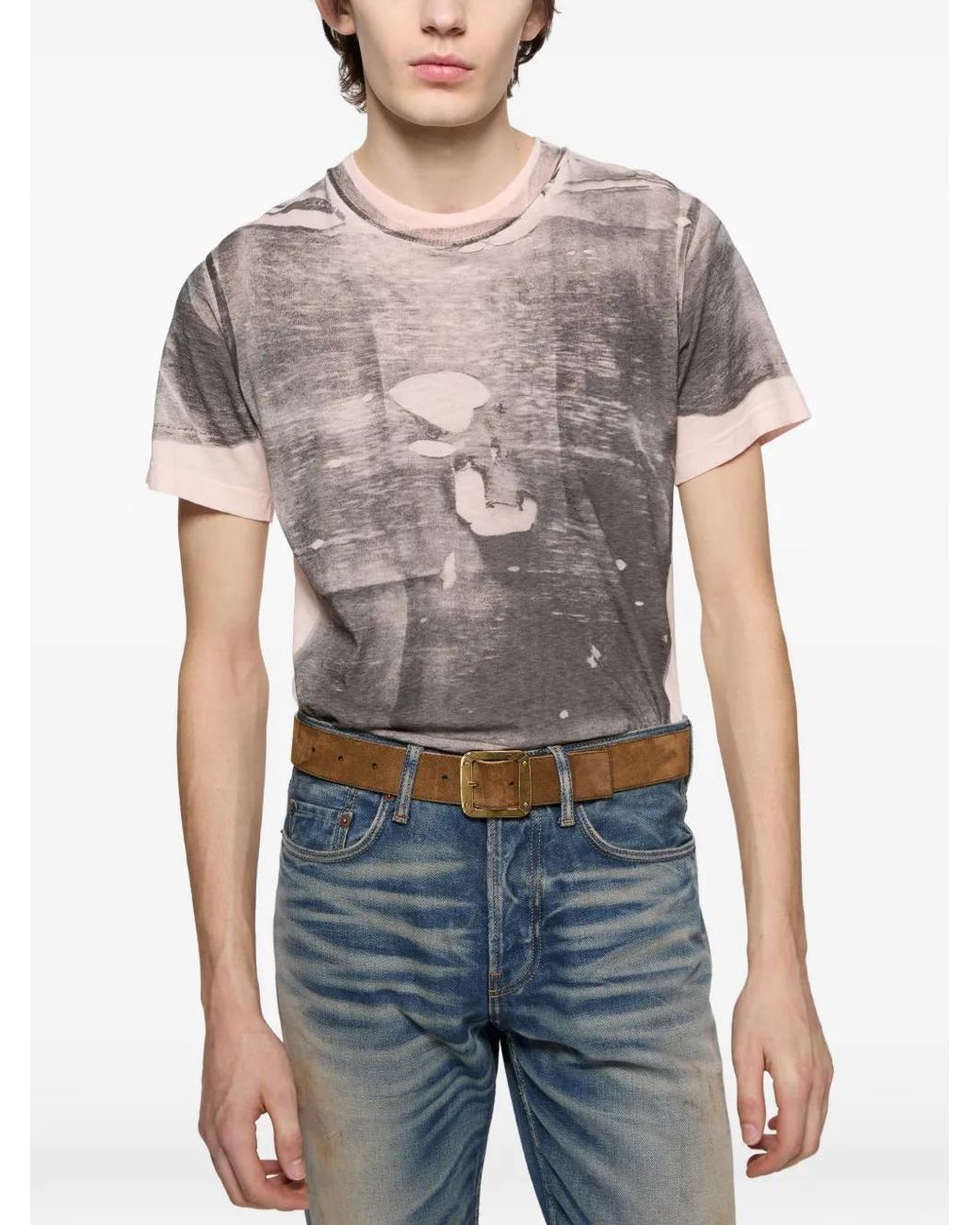 Acne Gray Tromp-L'Œil T-Shirt for men