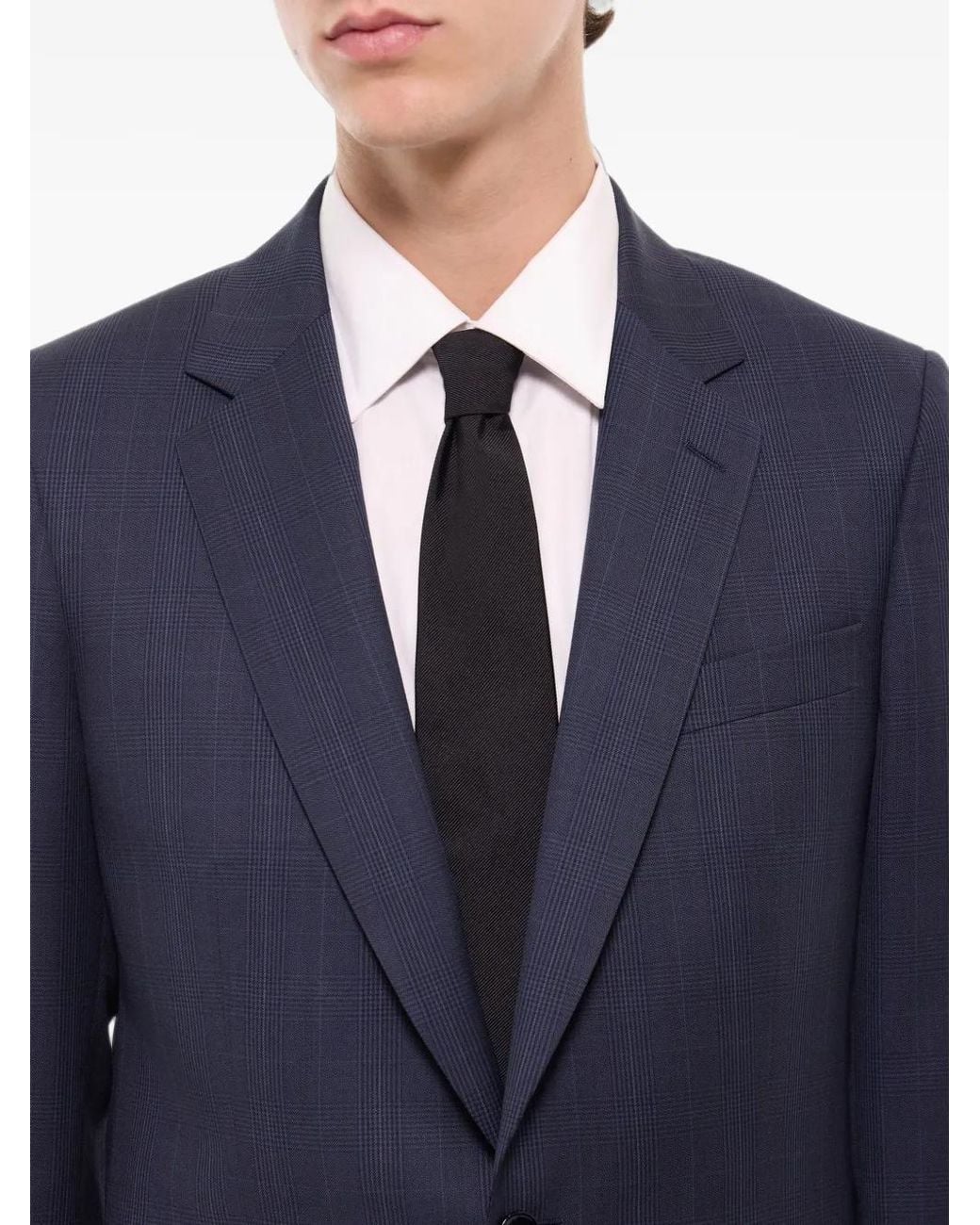 Fursac Blue Prince Of Wales Virgin Wool Suit Jacket for men