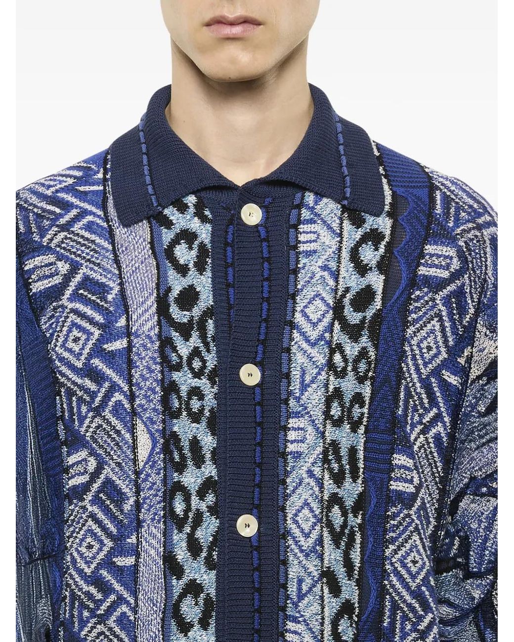 Cárdigan Tipo Polo Estampado Laneus de hombre de color Blue