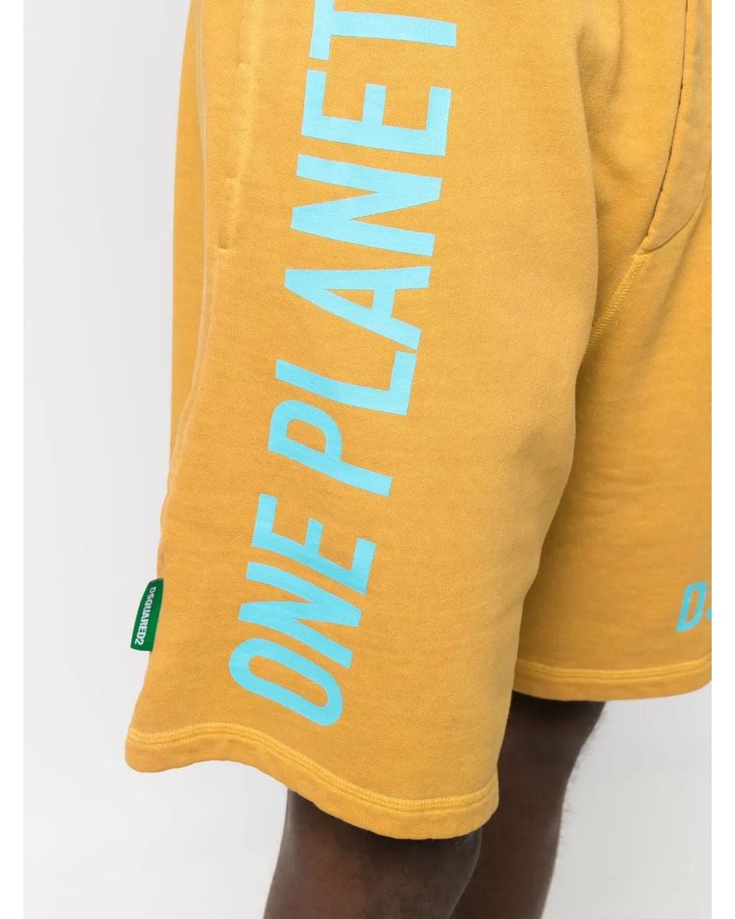 DSquared² Yellow Short De Sport À Logo Imprimé for men