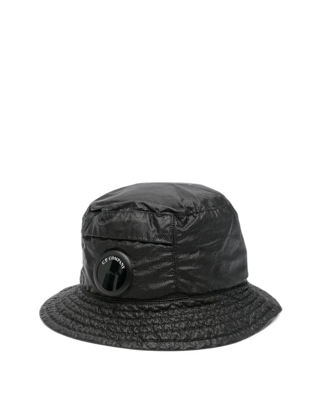C P Company Black Goggle-Detail Bucket Hat for men