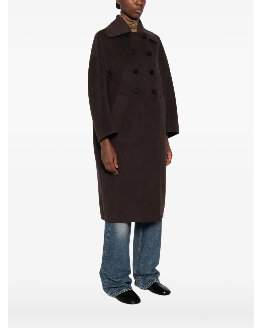 DUNO Black Ovela Double-Breasted Coat