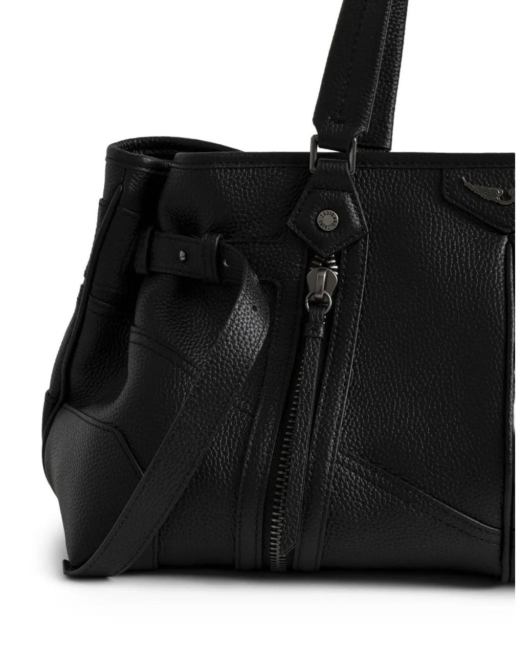Zadig & Voltaire Black Sunny Shopper Grained Leather