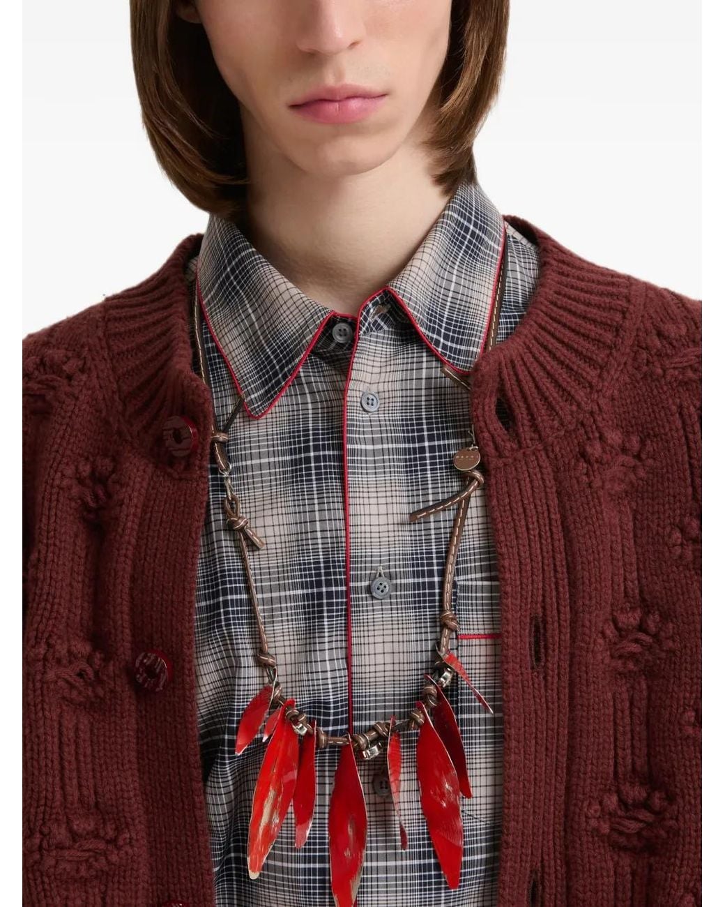 Marni Purple Fisherman Wool-Cashmere Cardigan for men