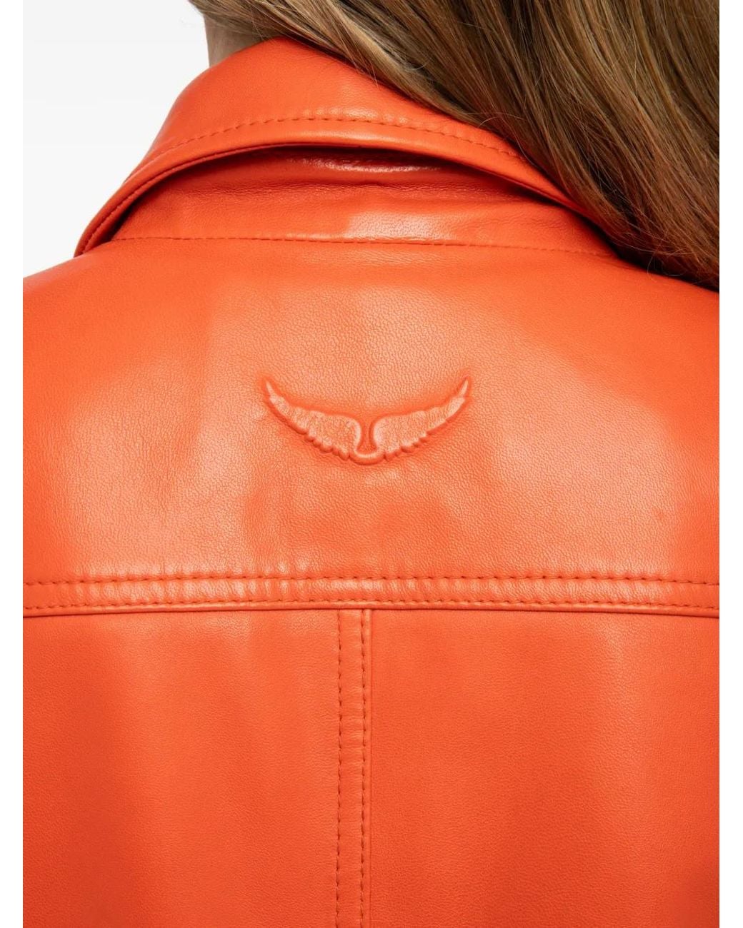 Zadig & Voltaire Orange Liam Leather Jacket