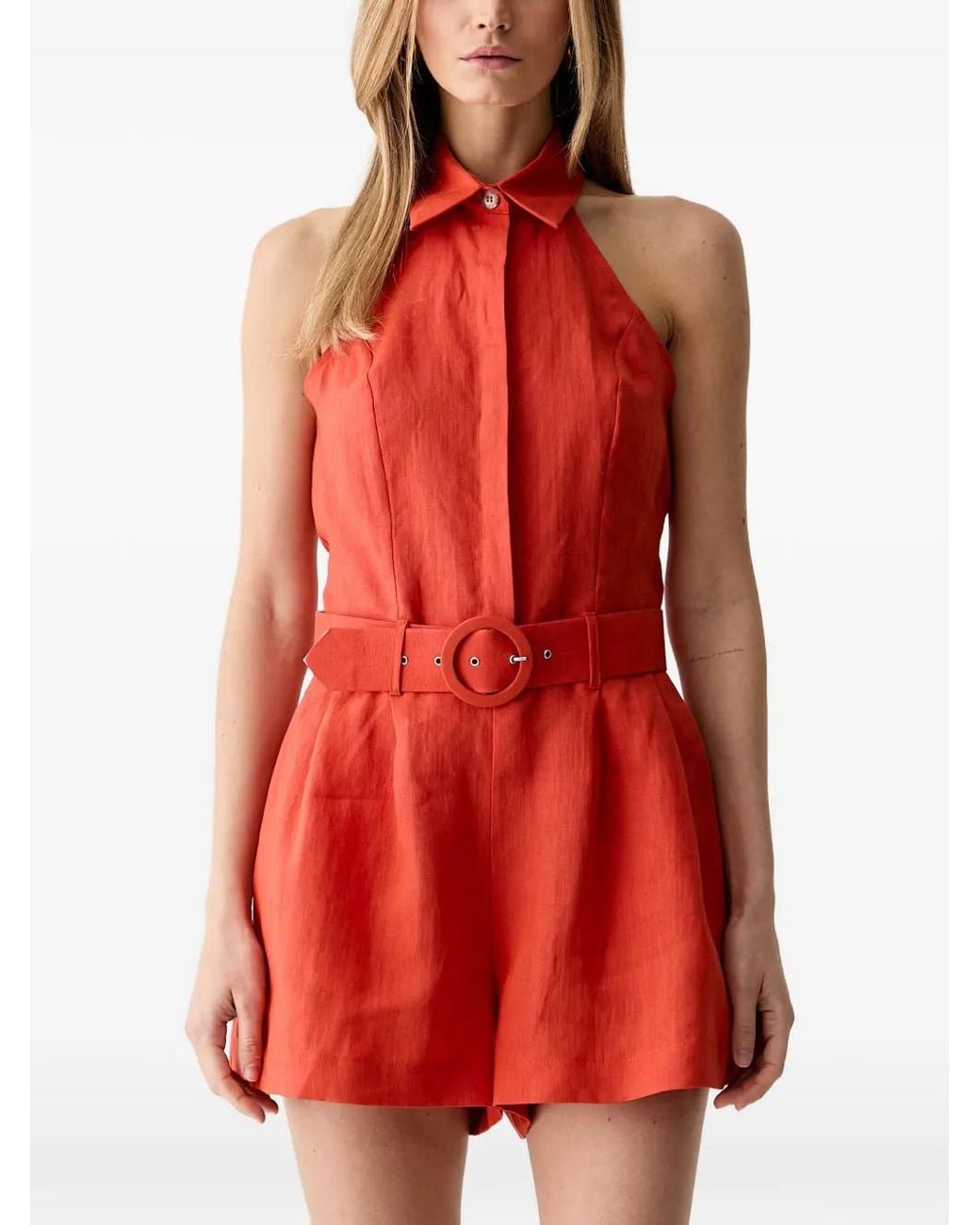 ViCOLO Red Belted Halterneck Playsuit