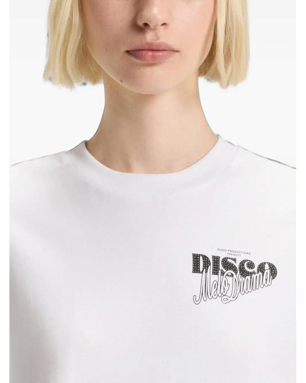 HUGO White Disco-Print T-Shirt