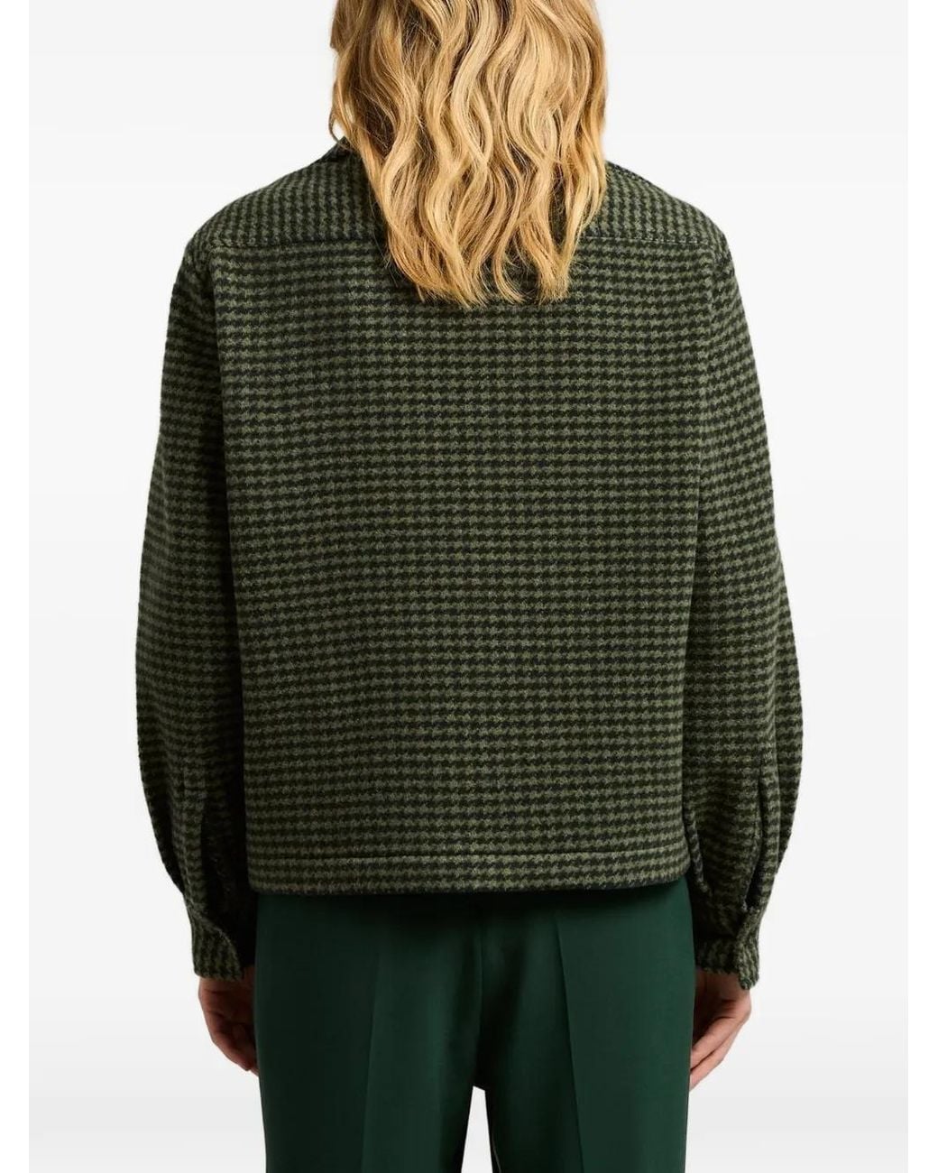Kiton Green Houndstooth Cashmere Jacket