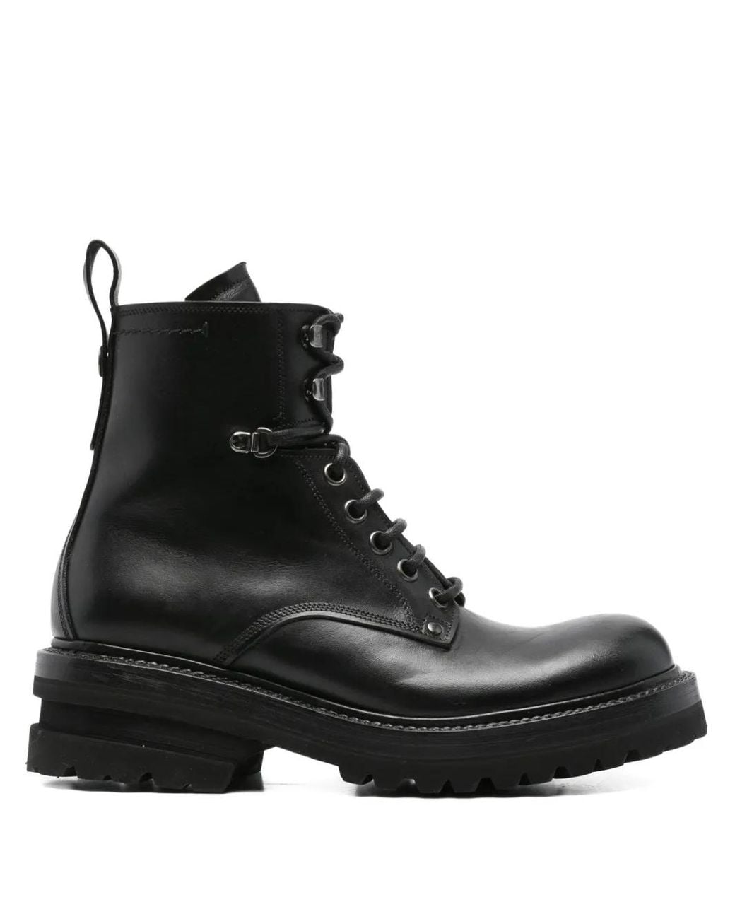 Premiata Black Elba Leather Military Boots for men