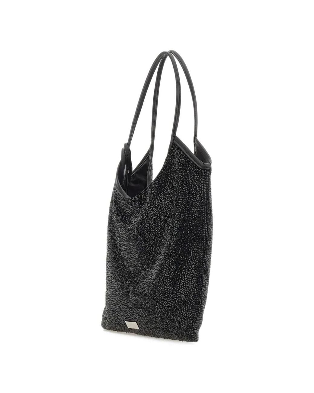 Twentyfourhaitch Black Nela Maxi Rhinestone-Embellished Tote Bag