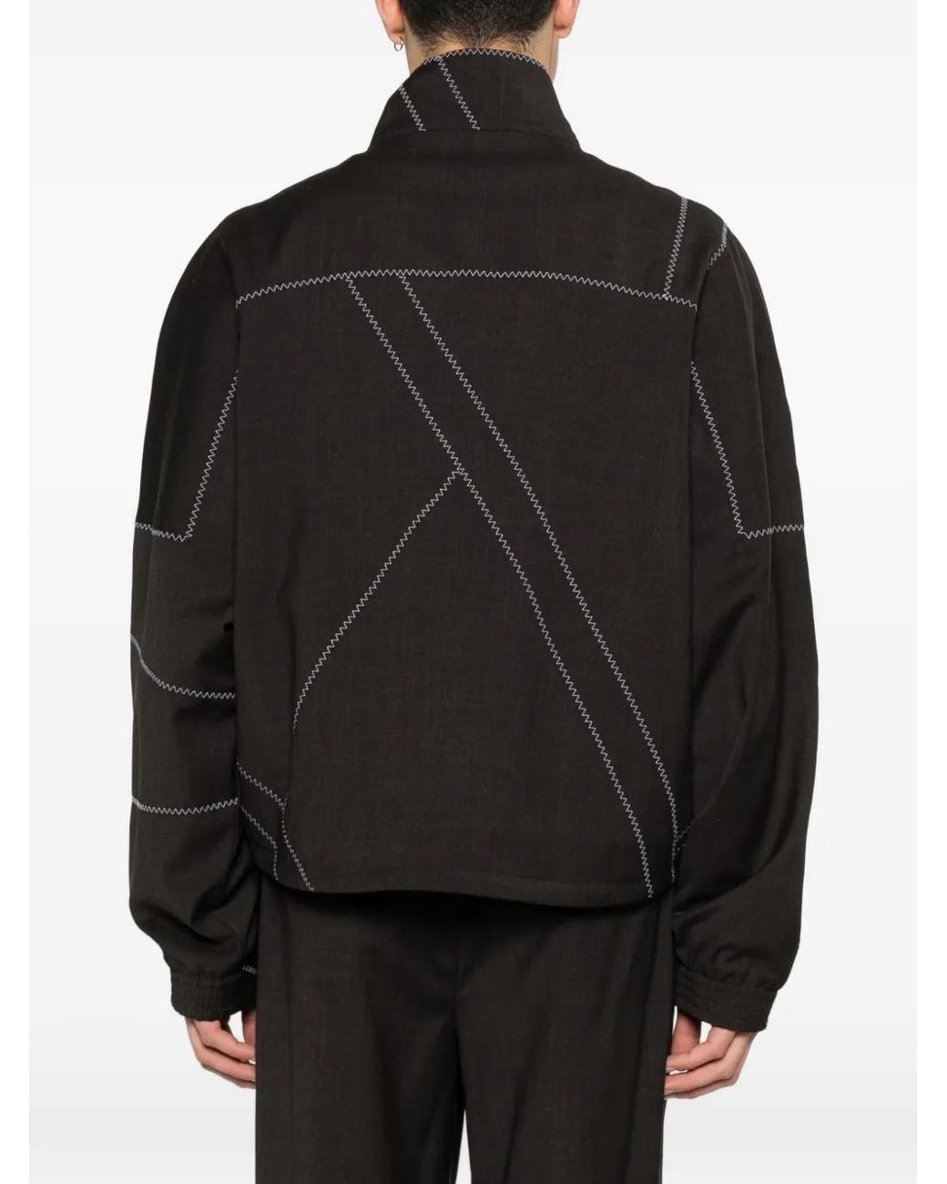 Kiko Kostadinov Black Fosco Zigzag-Stitching Zip-Fastening Jacket for men