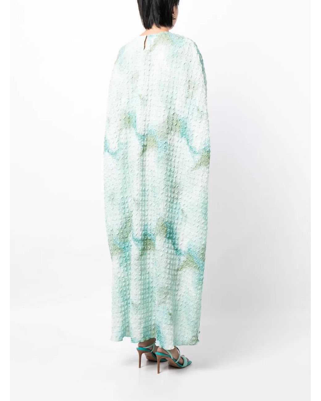 Bambah Blue Jacquard Kaftan Dress