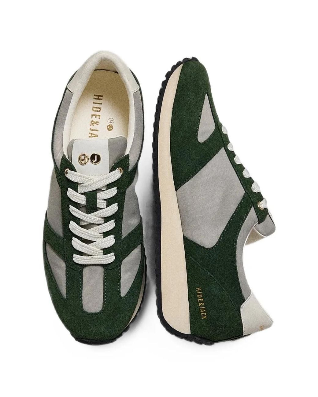 HIDE & JACK Green Roma Suede-Panelled Sneakers