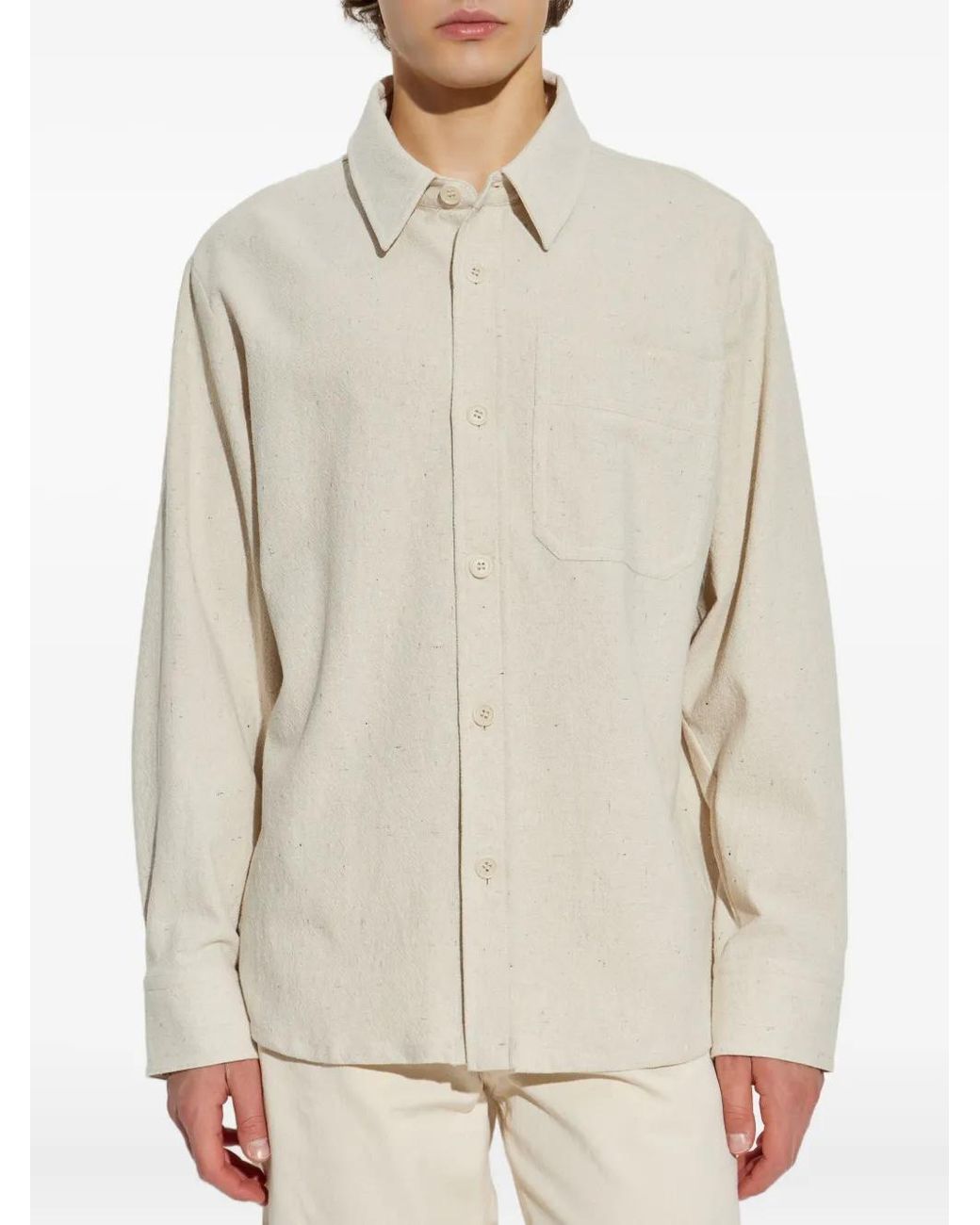 A.P.C. White Cotton Button-Up Shirt for men