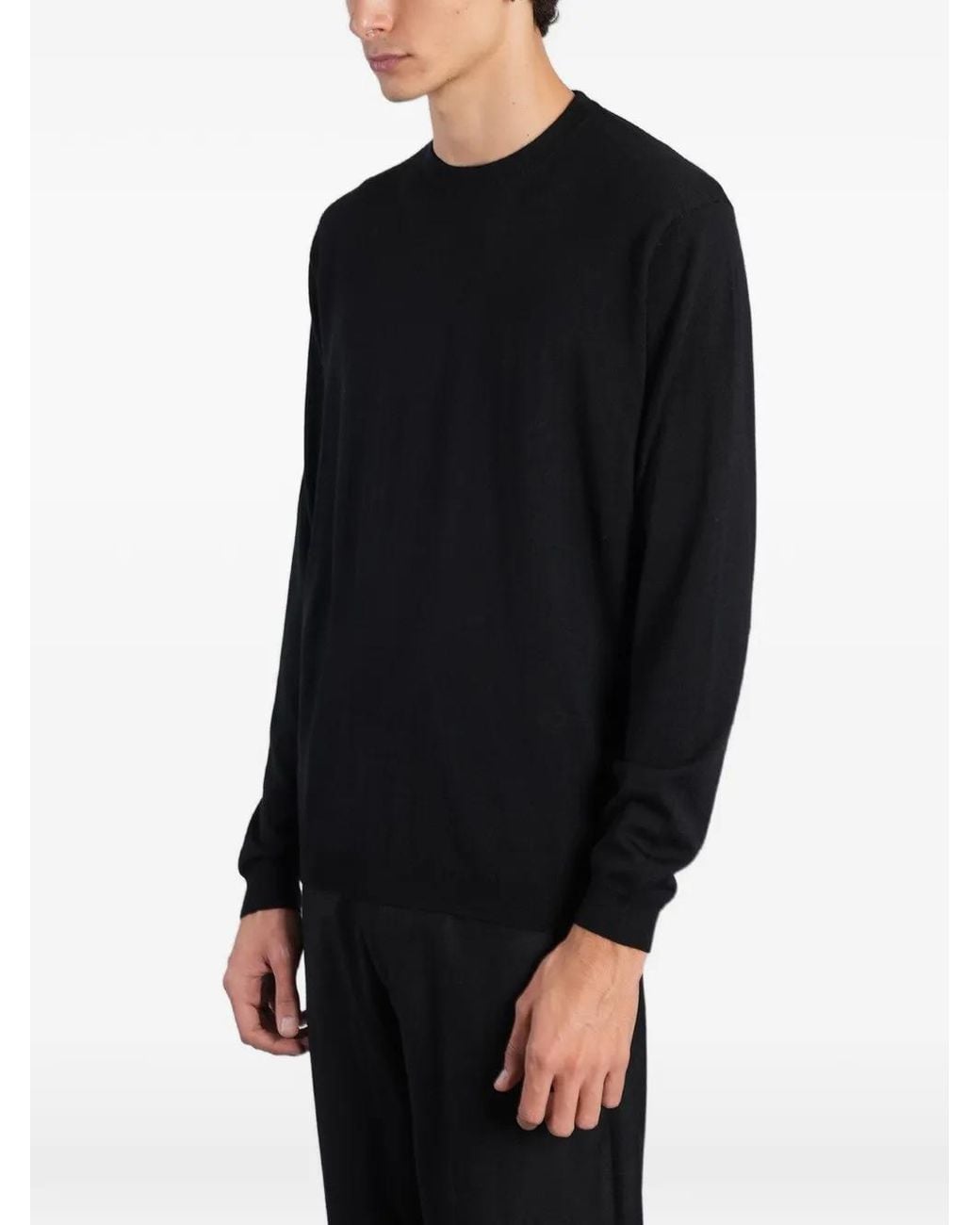 Grayed Black Crew-Neck Long-Sleeve Sweater for men
