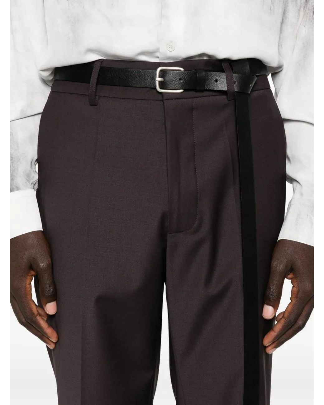Patrizia Pepe Blue Slim-Fit Wool Trousers for men