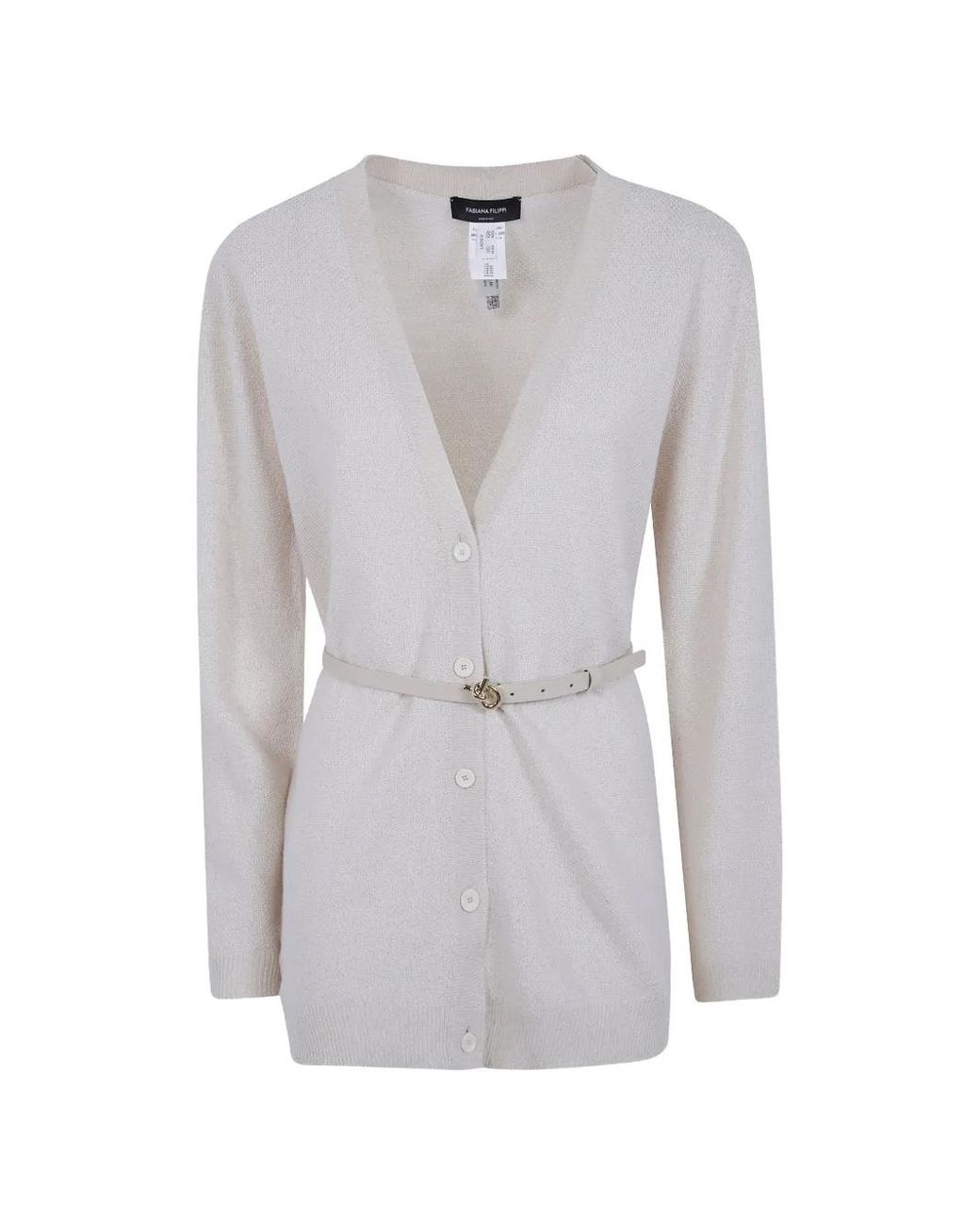 Fabiana Filippi White Belted V-Neck Cardigan