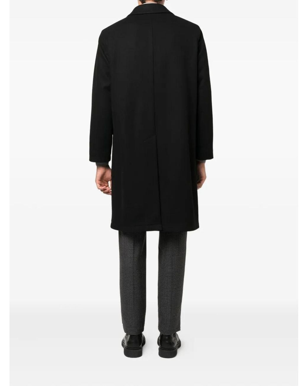 Tagliatore Black Loyds Buttoned Coat for men