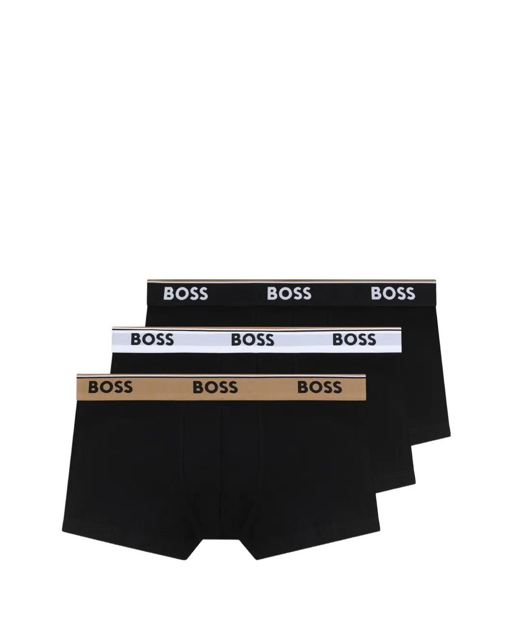 Boss Black Three-Pack Of Stretch-Cotton Trunks With Logo Waistbands for men