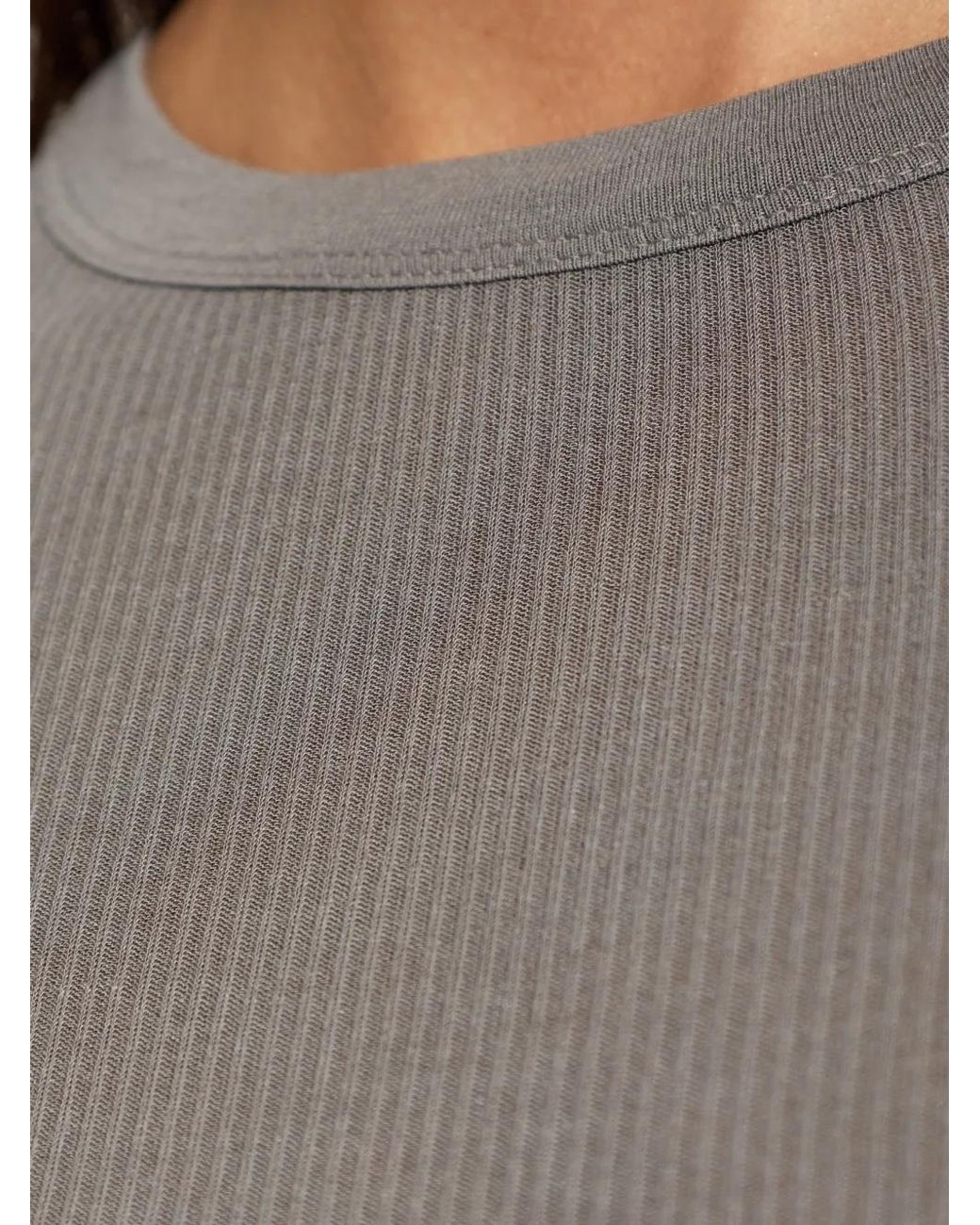 Rick Owens Gray Ribbed-Knit Long-Sleeve T-Shirt