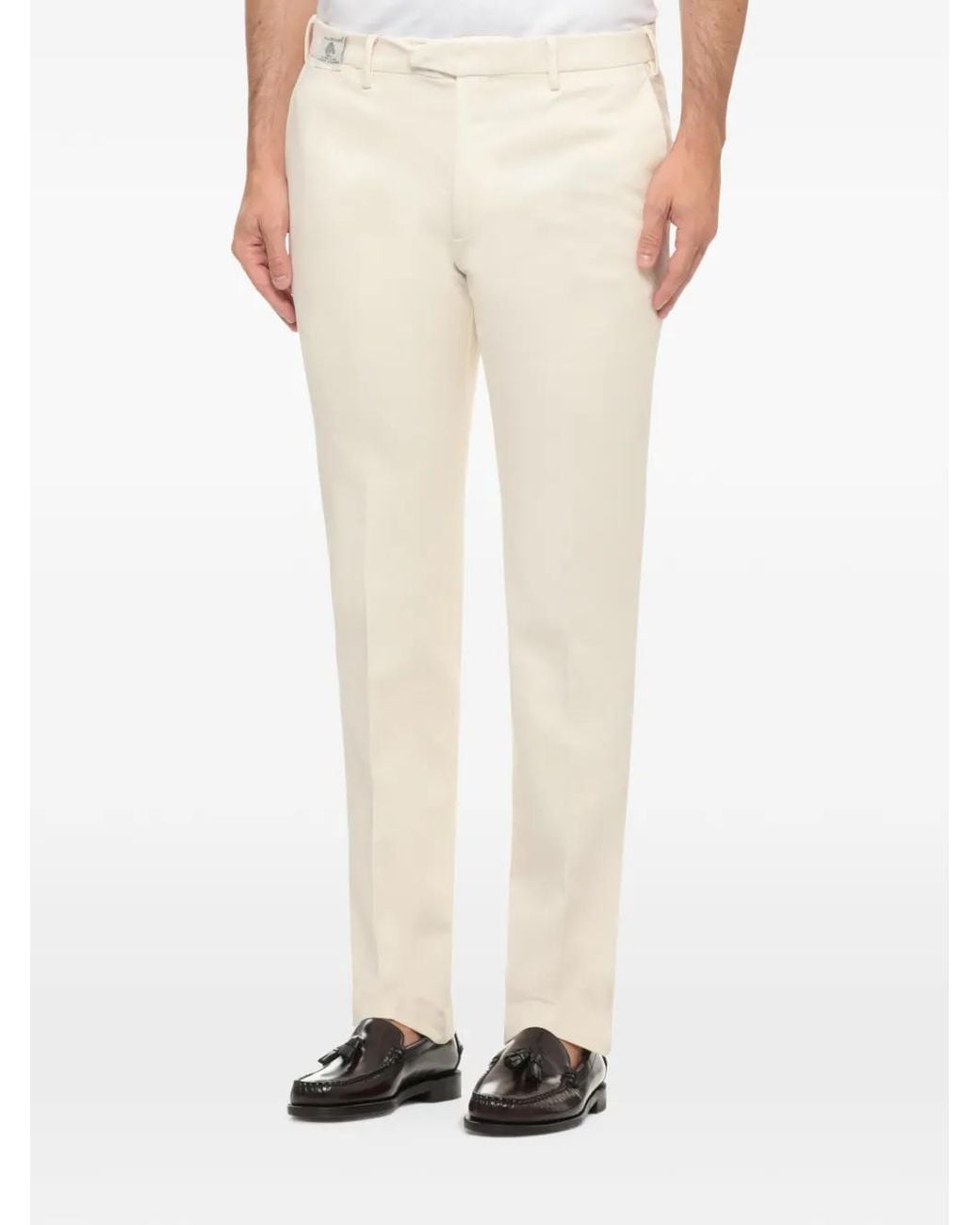 Devore White Belt-Loop Pressed-Crease Trousers for men