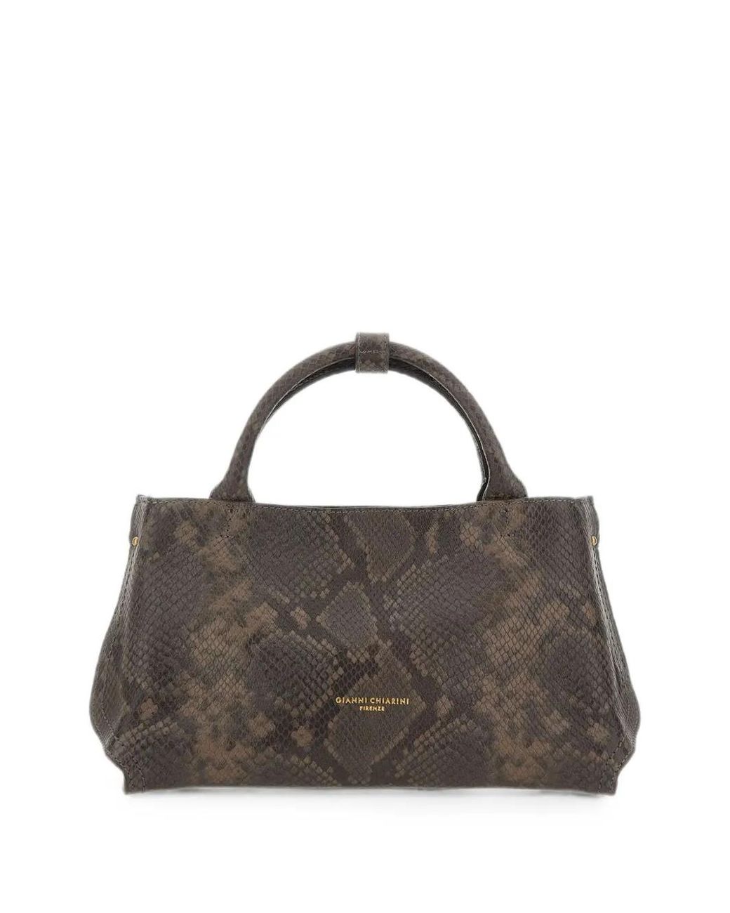 Gianni Chiarini Brown Small Amal Python-Effect Tote Bag