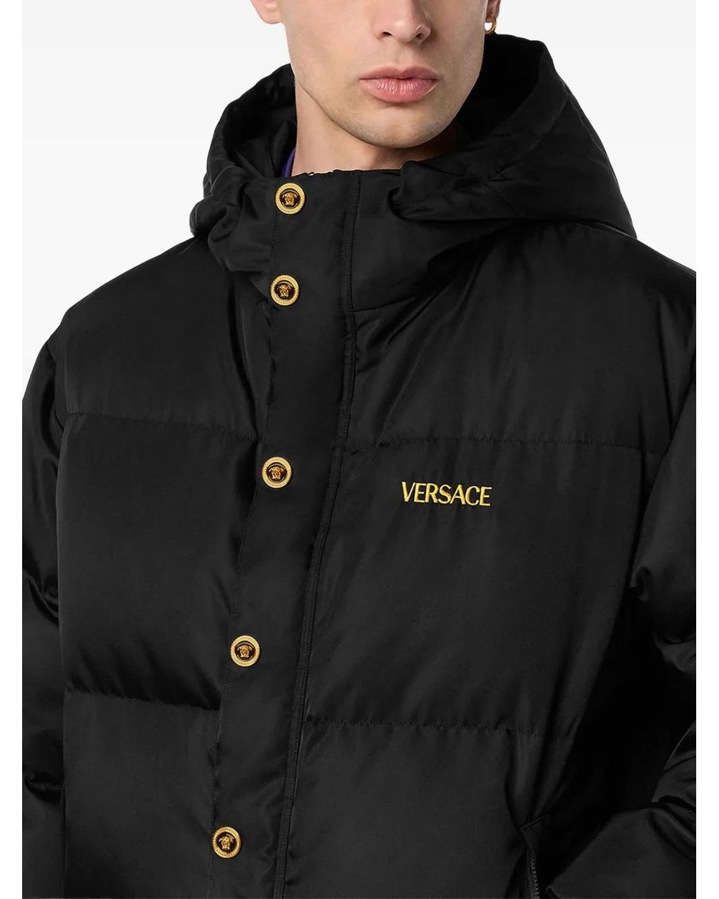 Versace Black Embroidered-Logo Jacket for men