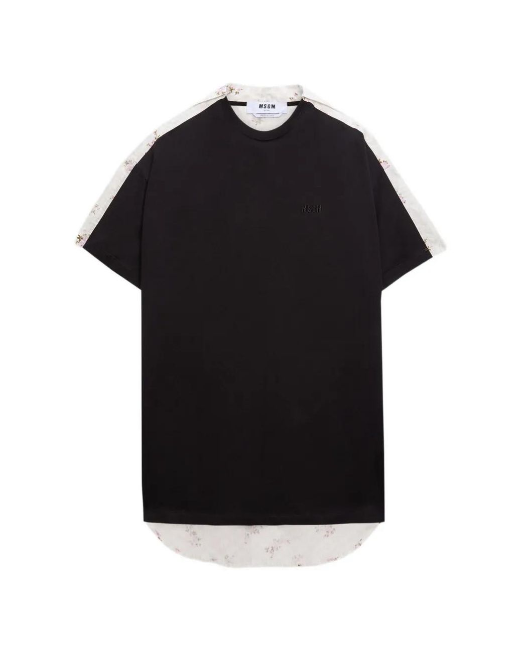 MSGM Black Floral Panel T-Shirt Mini Dress