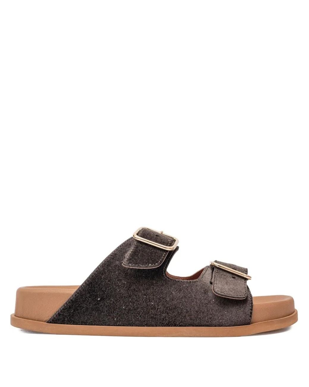 SOMMET Brown Follonicas Tortoras Double-Buckle Sandals