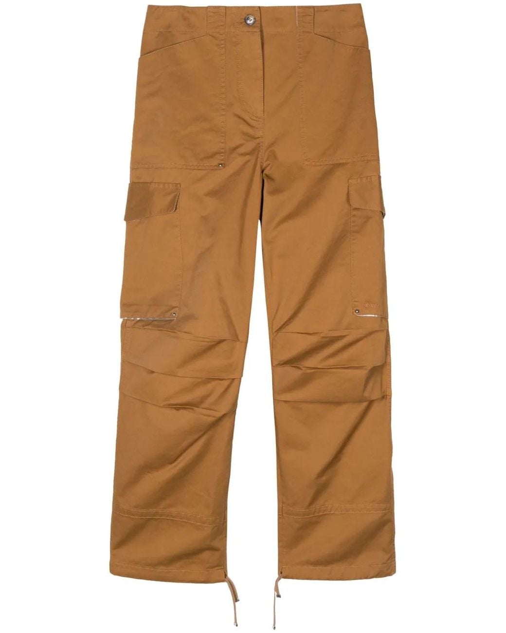 Rabanne Natural Embroidered-Logo Cargo Pants