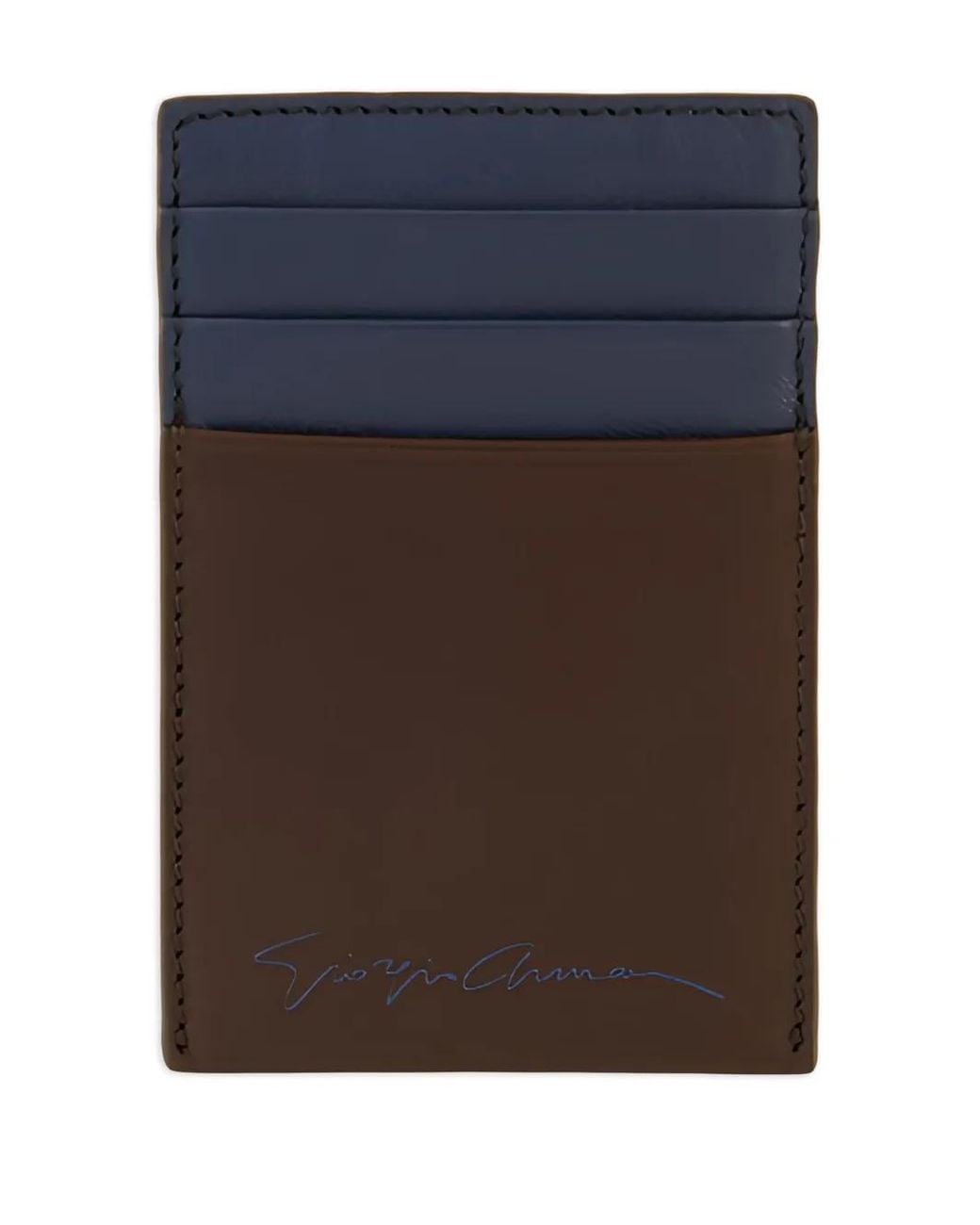 Giorgio Armani Blue Logo-Print Cardholder for men