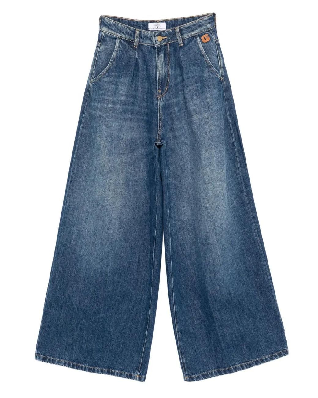 Le Temps Des Cerises Blue Buttoned Wide-Leg Jeans