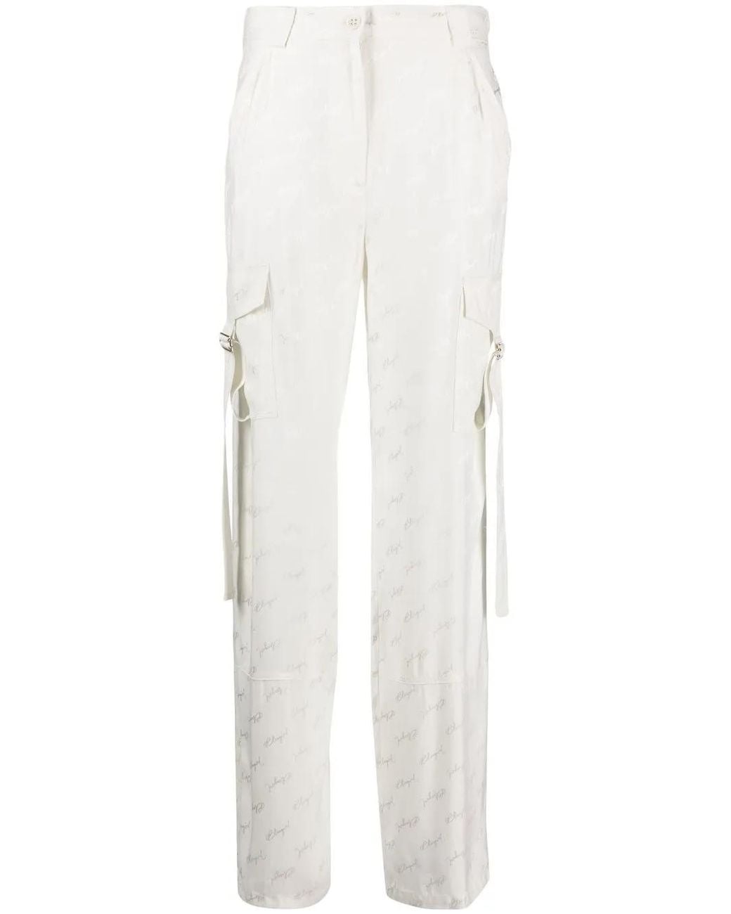 Blugirl Blumarine White Straight-Leg Logo-Print Trousers