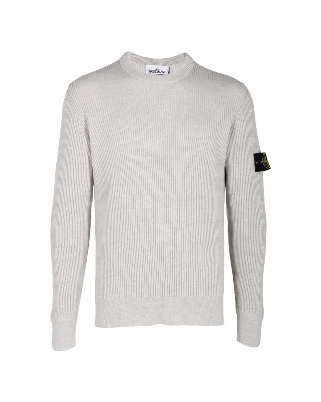 Stone Island White 5100053 Full Rib Rws Wool Jumper for men