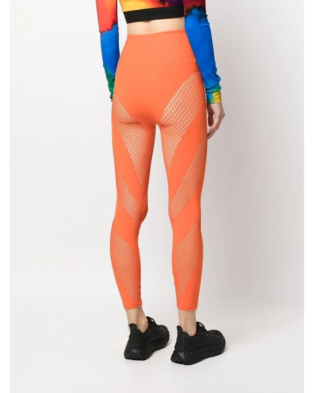 Philipp Plein Orange Legging En Maille Ajourée À Design Sans Coutures