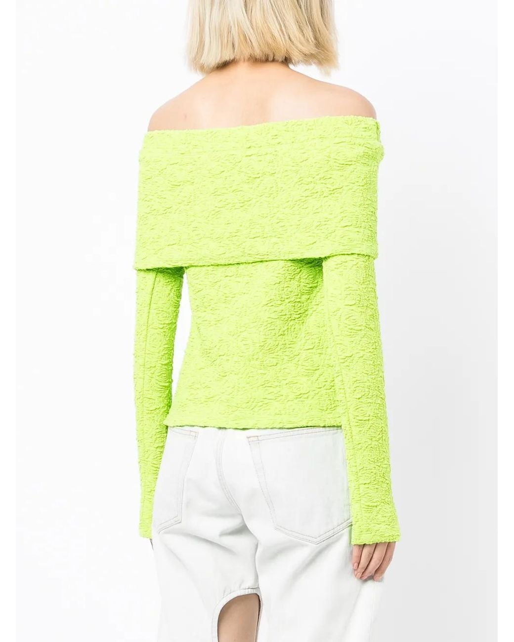 Haut Texturé À Épaules Dénudées MSGM en coloris Green