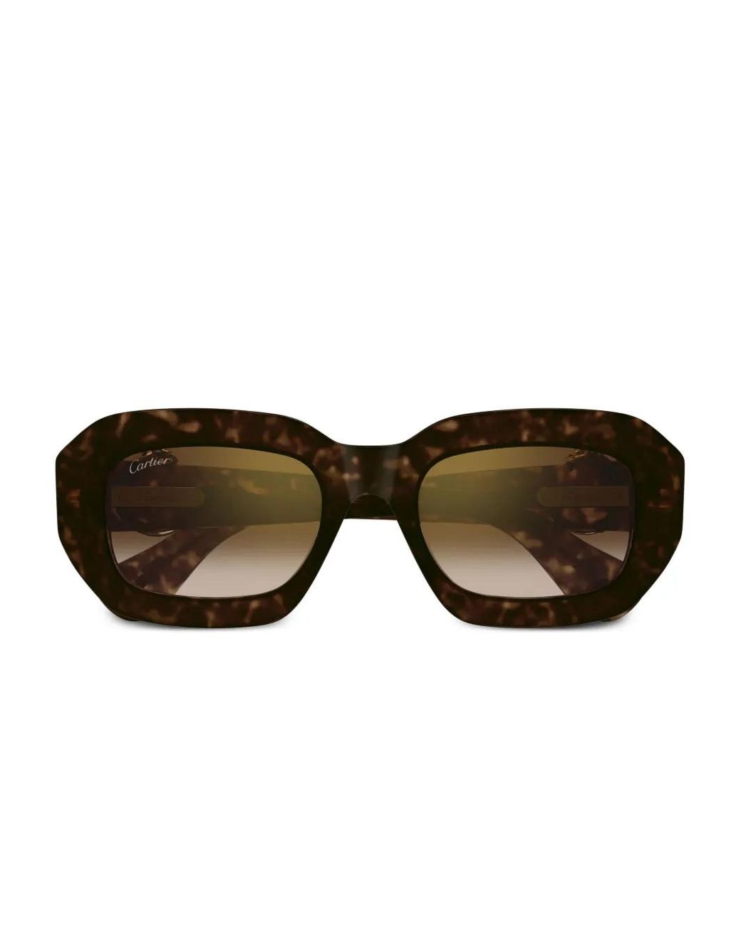 Cartier Brown Geometric-Frame Sunglasses